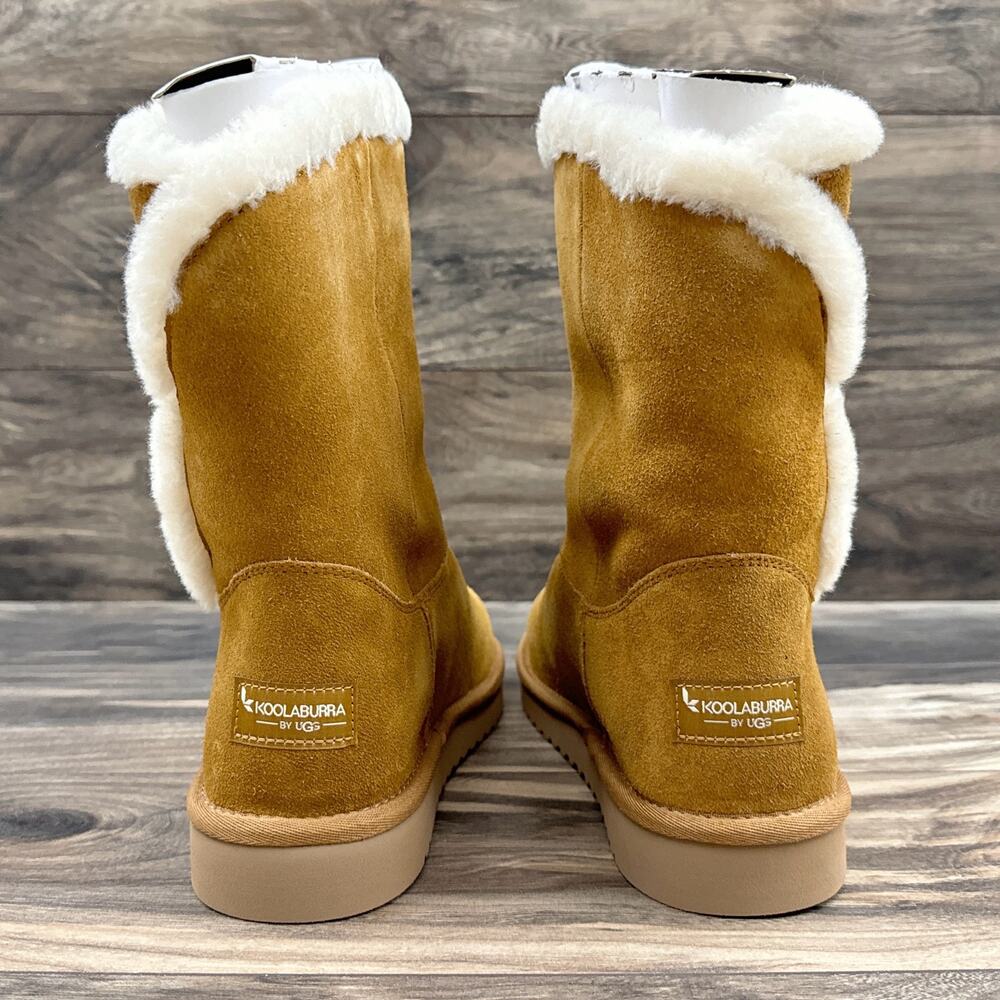 NIB Koolaburra by UGG 9 40 Alamie Booties Suede Faux Fur Chestnut Tan - Picture 8 of 14